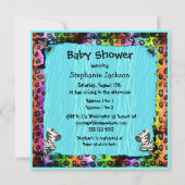 Zebra & Funky Leopard & Zebra Print Baby shower Kaart (Achterkant)