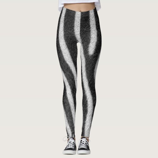 Zebra Fur Animal Pattern Leggings (Voorkant)
