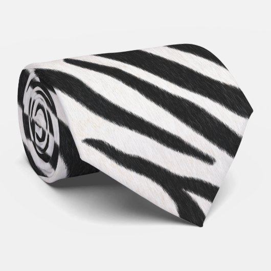 Zebra Fur Black & White Realistic Animal Print Stropdas (Opgerold)