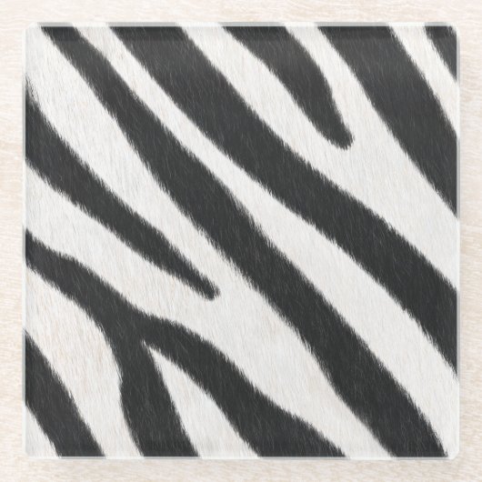 Zebra Fur Realistic Animal Print Exotic Species Glazen Onderzetter (Voorkant)