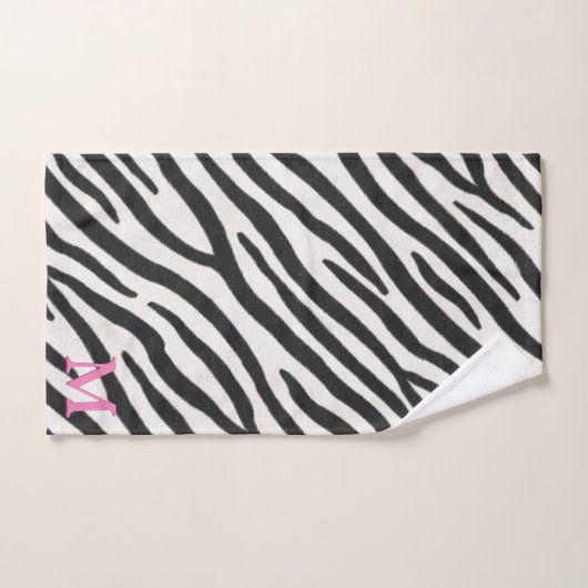 Zebra Fur Realistic Animal Print Pink Monogram Bad Handdoek (Handdoek)