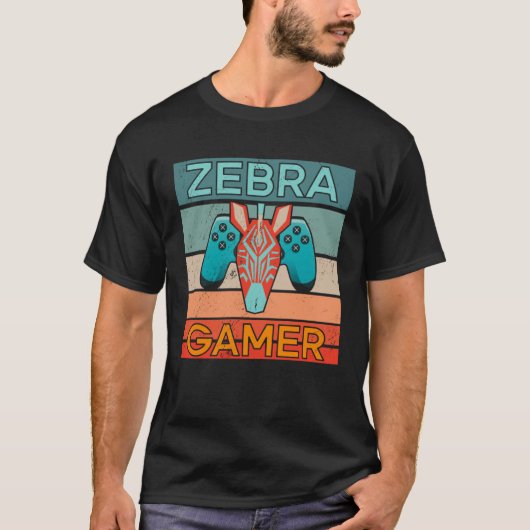Zebra Gamer Afrika Gamen Game Dier Zebra T-shirt (Voorkant)