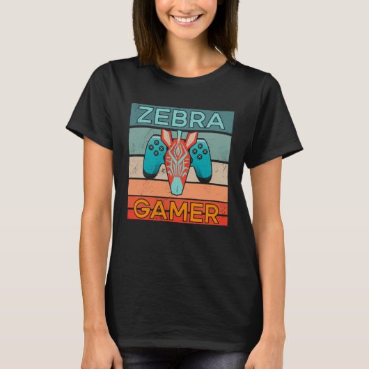 Zebra Gamer Afrika Gamen Game Dier Zebra T-shirt (Voorkant)