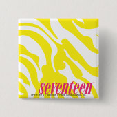 Zebra geel vierkante button 5,1 cm (Voorkant)