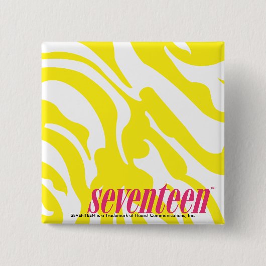 Zebra geel vierkante button 5,1 cm (Voorkant)