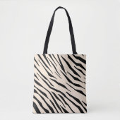 Zebra geïnspireerd zwart en beige Sierkussen Tote Bag (Voorkant)