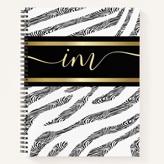 Zebra Gemonogrammeerde Waterverf Notitieboek (Voorkant)