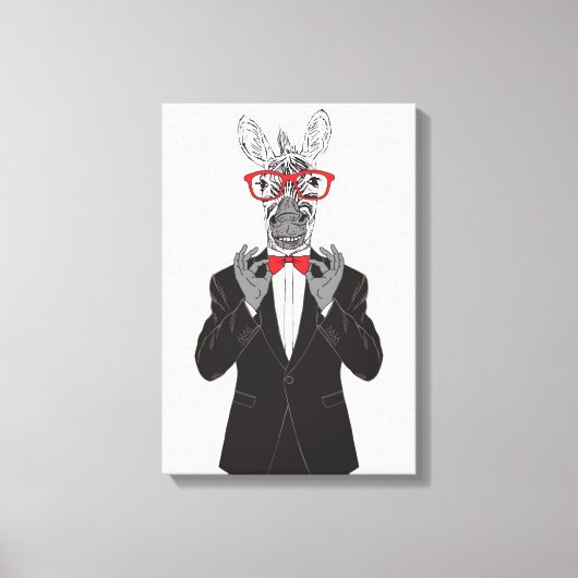 Zebra Gentleman Canvas Afdruk (Voorkant)