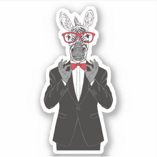 Zebra Gentleman Sticker (Voorkant)