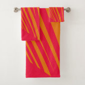 Zebra geometrische fucsia sinaasappel bad handdoek (Insitu)
