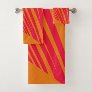 Zebra geometrische oranje fucsia bad handdoek