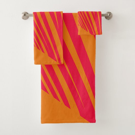 Zebra geometrische oranje fucsia bad handdoek (Insitu)