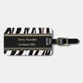 Zebra - Gepersonaliseerde zwarte en witte Bagagela Bagagelabel (Voorkant horizontaal)