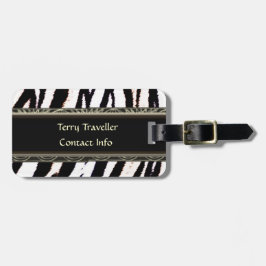 Zebra - Gepersonaliseerde zwarte en witte Bagagela Bagagelabel