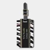 Zebra - Gepersonaliseerde zwarte en witte Bagagela Bagagelabel (Voorkant verticaal)