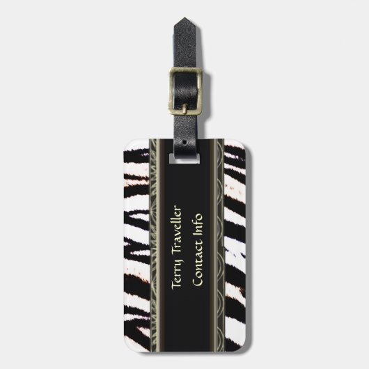 Zebra - Gepersonaliseerde zwarte en witte Bagagela Bagagelabel (Voorkant verticaal)