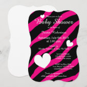 Zebra gestreepte babyshower uitnodigingen met hart (Voorkant / Achterkant)