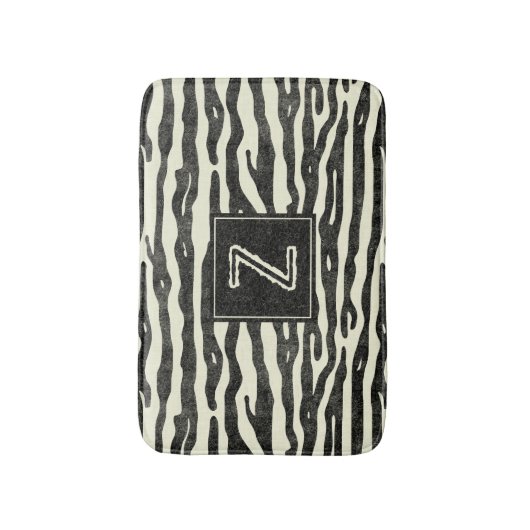 Zebra Gestreepte dierlijke print patroon monogram Badmat (Voorkant Verticaal)