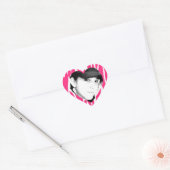 Zebra Gestreepte roze gepersonaliseerde foto Stick Hart Sticker (Envelop)