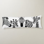 Zebra Giraffe Black en White Sketch Art Lichaamskussen (Achterkant)