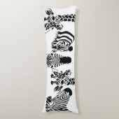 Zebra Giraffe Black en White Sketch Art Lichaamskussen (Voorkant Verticaal)