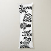 Zebra Giraffe Black en White Sketch Art Lichaamskussen (Achterkant (Verticaal))