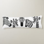 Zebra Giraffe Black en White Sketch Art Lichaamskussen (Voorkant)