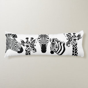 Zebra Giraffe Black en White Sketch Art Lichaamskussen