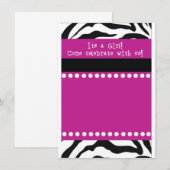Zebra Girl Baby shower Invitation Kaart (Voorkant / Achterkant)