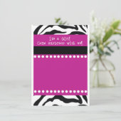 Zebra Girl Baby shower Invitation Kaart (Staand voorkant)