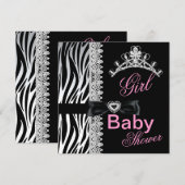 Zebra Girl Baby shower Princess Tiara Kaart (Voorkant / Achterkant)