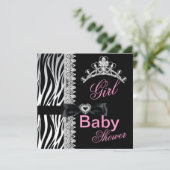 Zebra Girl Baby shower Princess Tiara Kaart (Staand voorkant)