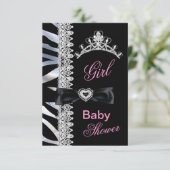 Zebra Girl Baby shower Princess Tiara Kaart (Staand voorkant)