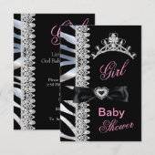Zebra Girl Baby shower Princess Tiara Kaart (Voorkant / Achterkant)