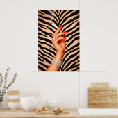 Zebra Glam Modeposter, Luxe Sigarettenhouder Poster (Keuken)