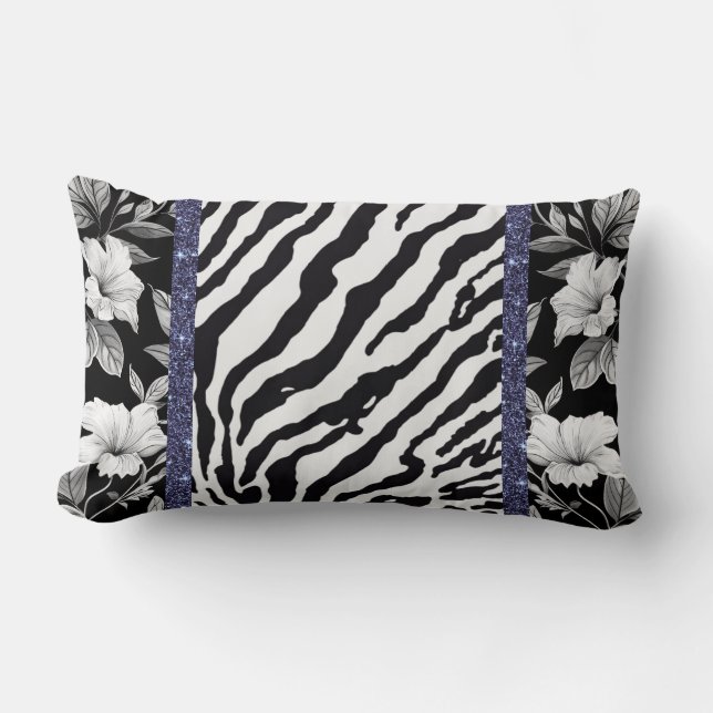 Zebra glam sprankeling met zwart en wit kussen (Voorkant)
