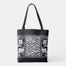 Zebra glam sprankeling met zwart en wit tote bag