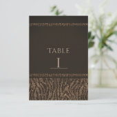 Zebra Glans Bruin Goud Glam Chic Tafelnummer (Staand voorkant)
