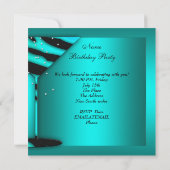 Zebra Glas Teal Blau Feest Verjaardagsfeest Kaart (Achterkant)