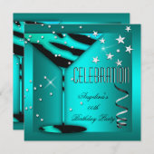 Zebra Glass Blauwgroen Blue Celebration Birthday P Kaart (Voorkant / Achterkant)