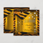 Zebra Glass Oranje Gold Celebration Birthday Party Kaart (Voorkant / Achterkant)