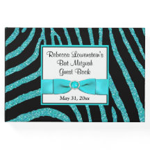 Zebra Glitter Bat Mitzvah Guestbook