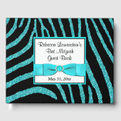 Zebra Glitter Bat Mitzvah Guestbook Gastenboek (Voorkant)