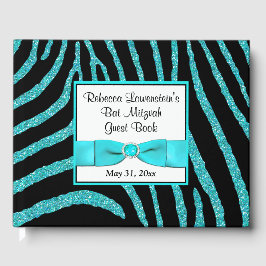 Zebra Glitter Bat Mitzvah Guestbook Gastenboek