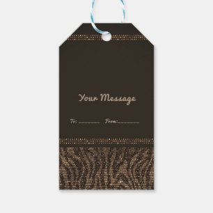 Zebra Glitter Bruin Goud Glam Chic Feest Favor Cadeaulabel