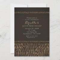 Zebra Glitter Bruin Goud Glam Feest Uitnodigingen