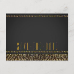 Zebra Glitter Glamour Sfeervol Save the Date Aankondigingskaart