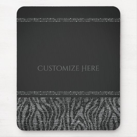 Zebra Glitter Glans Glamour Muismat (Voorkant)