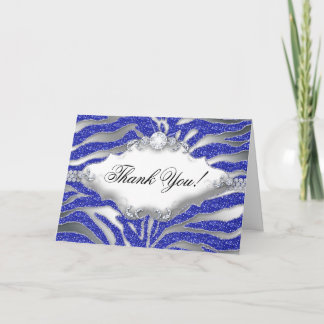 Zebra Glitter Hartelijk dank voor Sparkle Silver B Bedankkaart