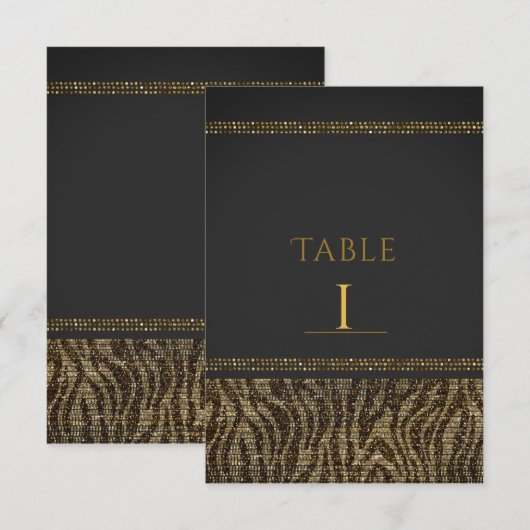Zebra Glitter Lovertjes Glam Chic Tafel Nummers Kaart (Voorkant / Achterkant)